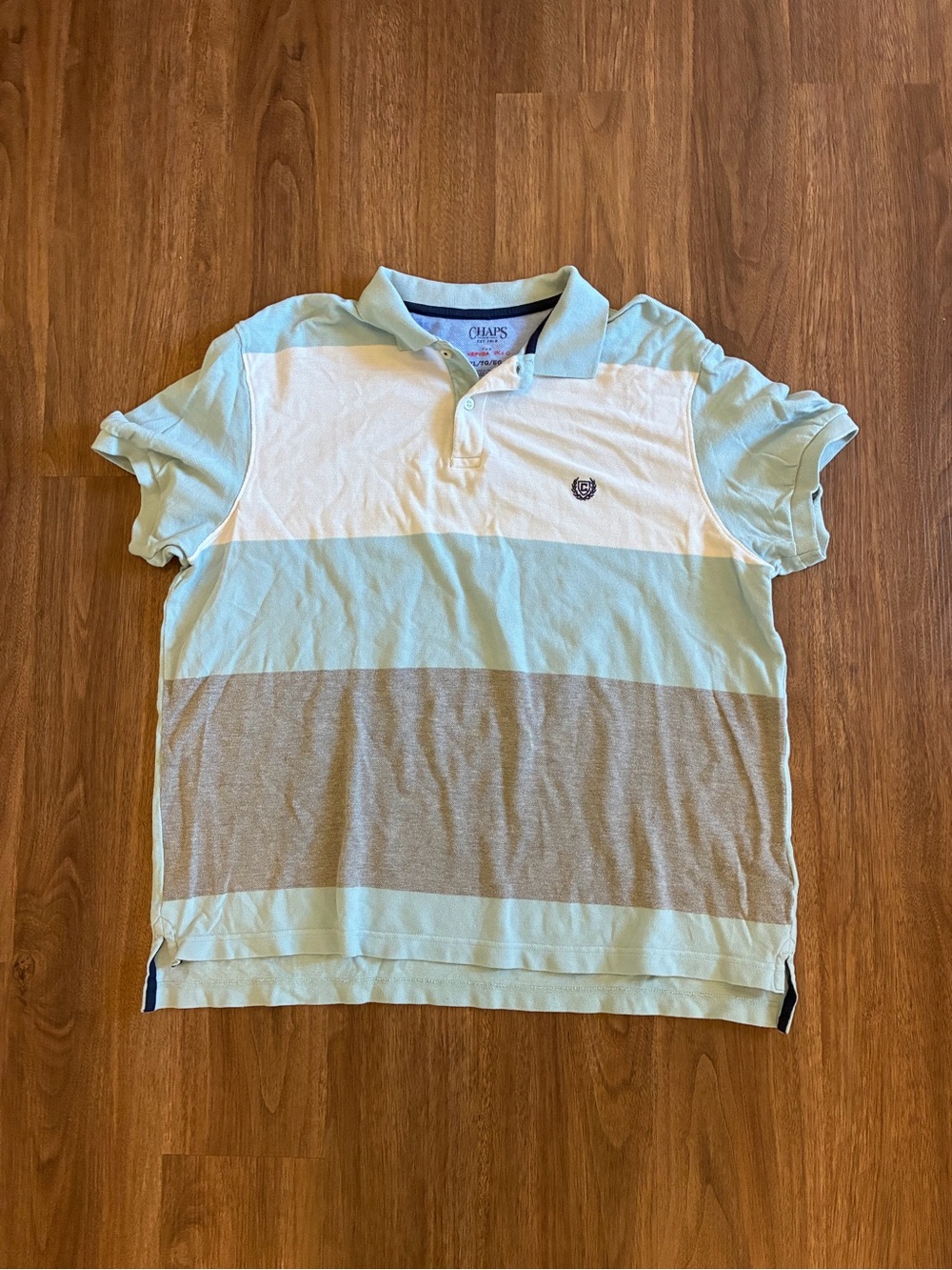 Chaps Mens Polo Shirt White And Blue Size XL